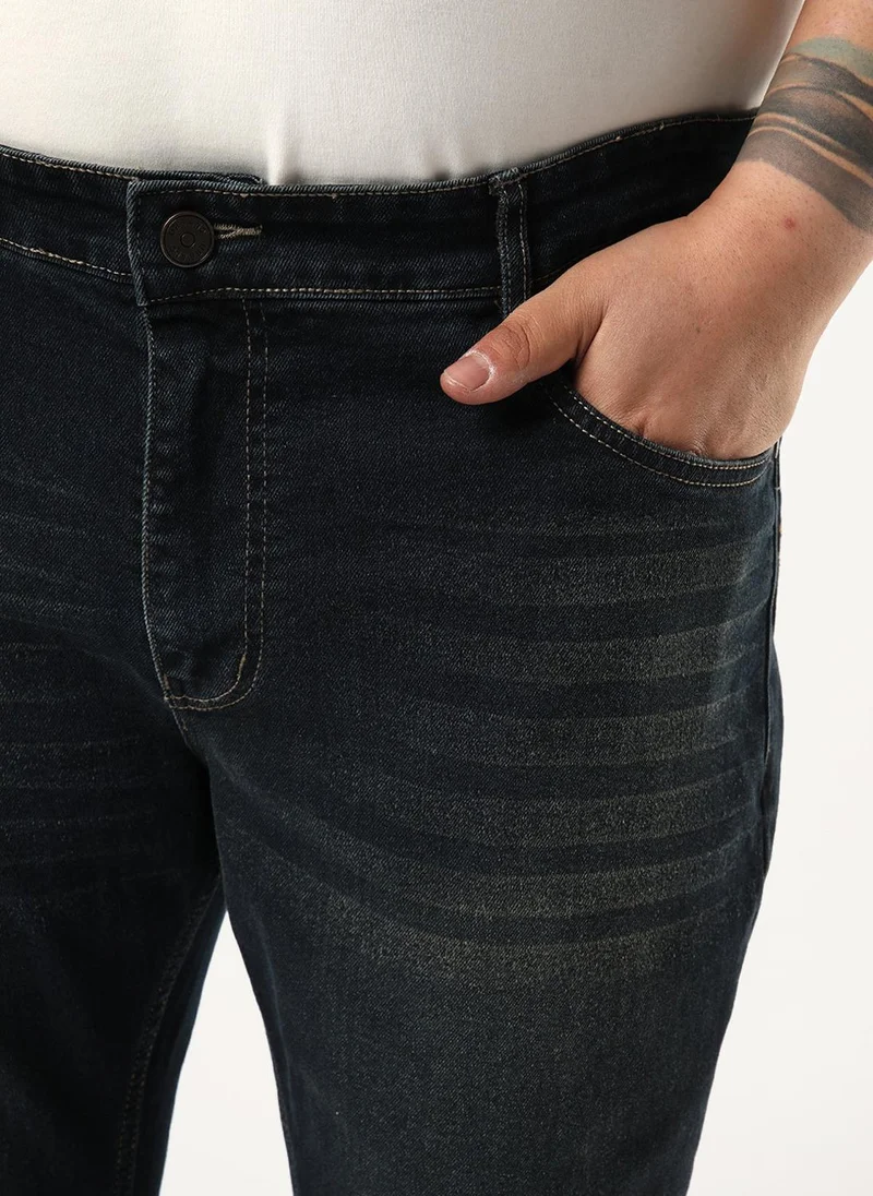 Urbano Fashion  Urbano Plus Men's Carbon Blue Bootcut Fit Mid Rise Heavy Washed Jeans Stretchable for Men | Best Price UAE